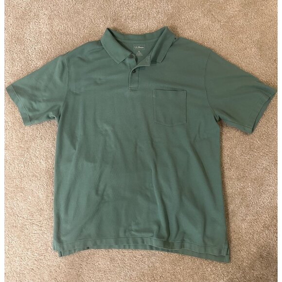 LL Bean Polo Shirt Mens Size XL Premium Traditional Fit GREEN RN 71341 - Picture 1 of 4